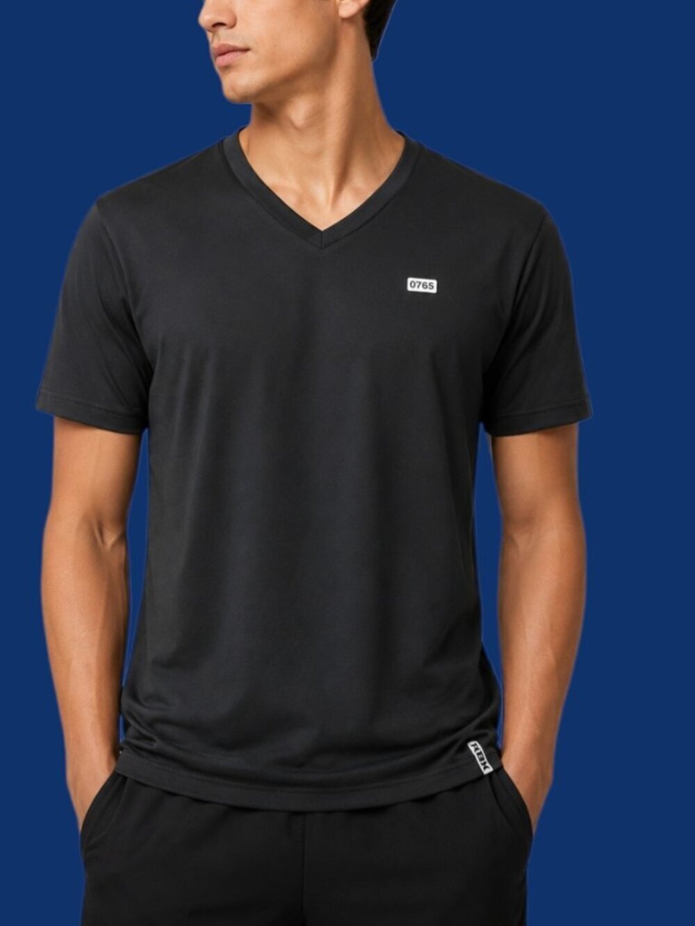 RBX Mens V-Neck Short Sleeve Moisture-Wicking T-Shirt Black Medium